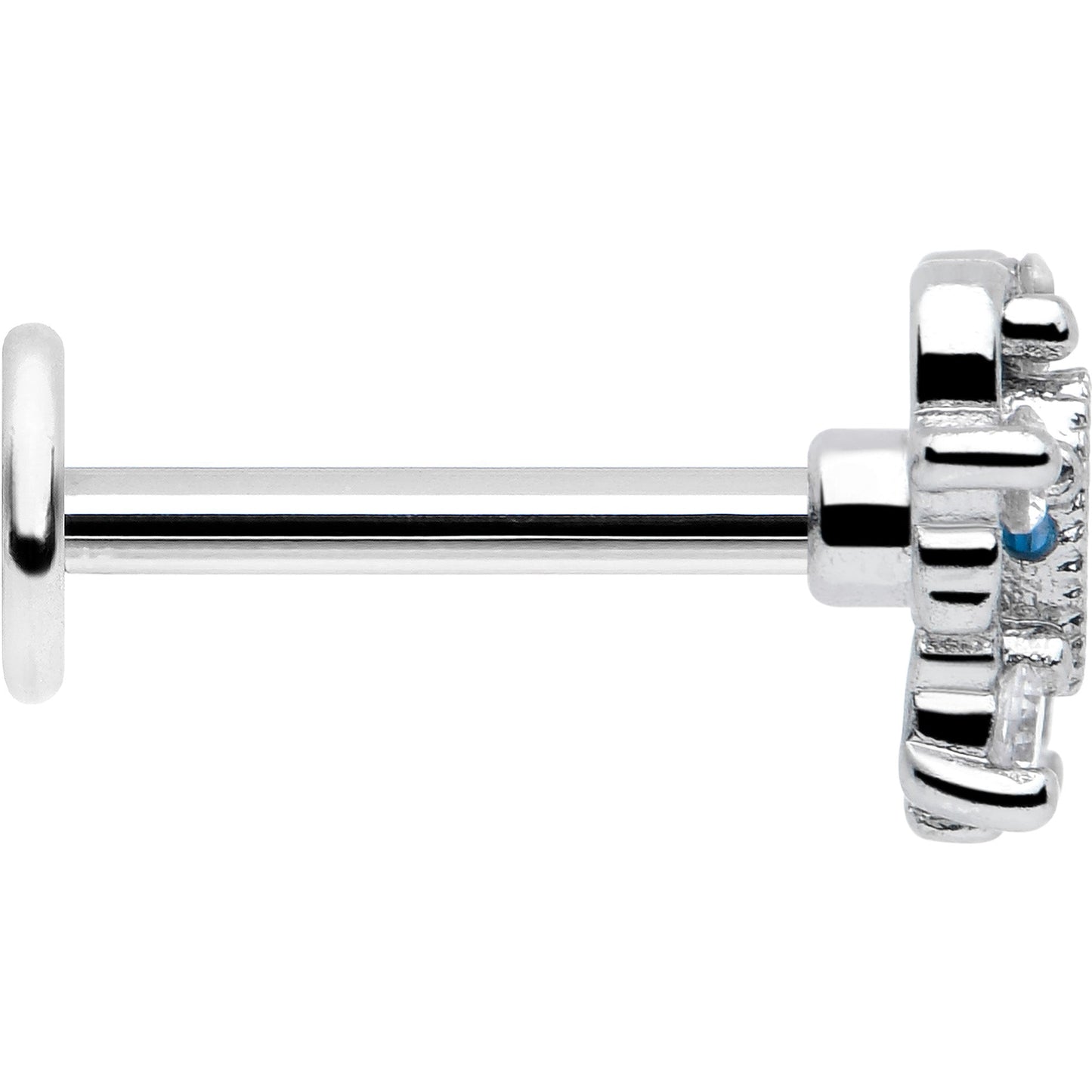 16G 5/16 Blue Clear CZ Gem Heart Pair Labret Monroe Tragus