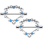 14G 9/16 Blue CZ Gem Leafy Heart Nipple Shield Set