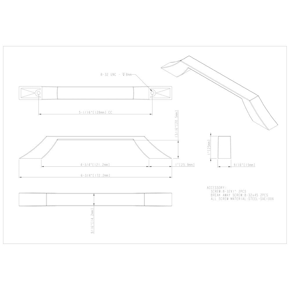96 mm Center-to-Center Satin Nickel Square Royce Cabinet Pull