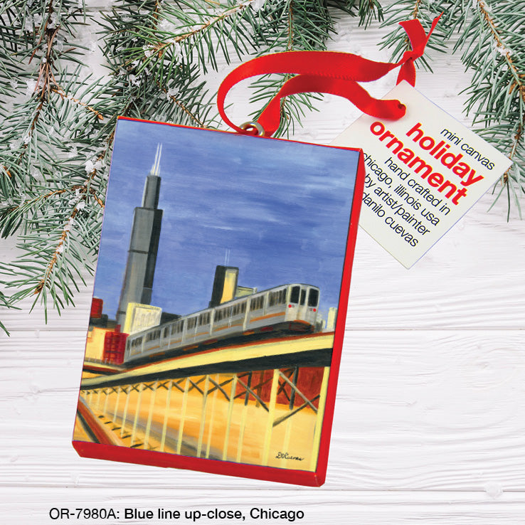 Blue Line Up-Close, Chicago, Ornament (OR-7980A)