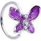 20G 5/16 Clear Gem Chunky Butterfly Purple Nose Hoop