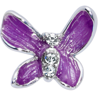 20G 5/16 Clear Gem Chunky Butterfly Purple Nose Hoop