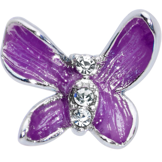 20G 5/16 Clear Gem Chunky Butterfly Purple Nose Hoop