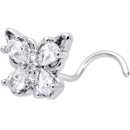 20G 7mm Clear Gem Baroque Beauty Butterfly Left Side Nose Screw