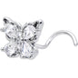 20G 7mm Clear Gem Baroque Beauty Butterfly Left Side Nose Screw