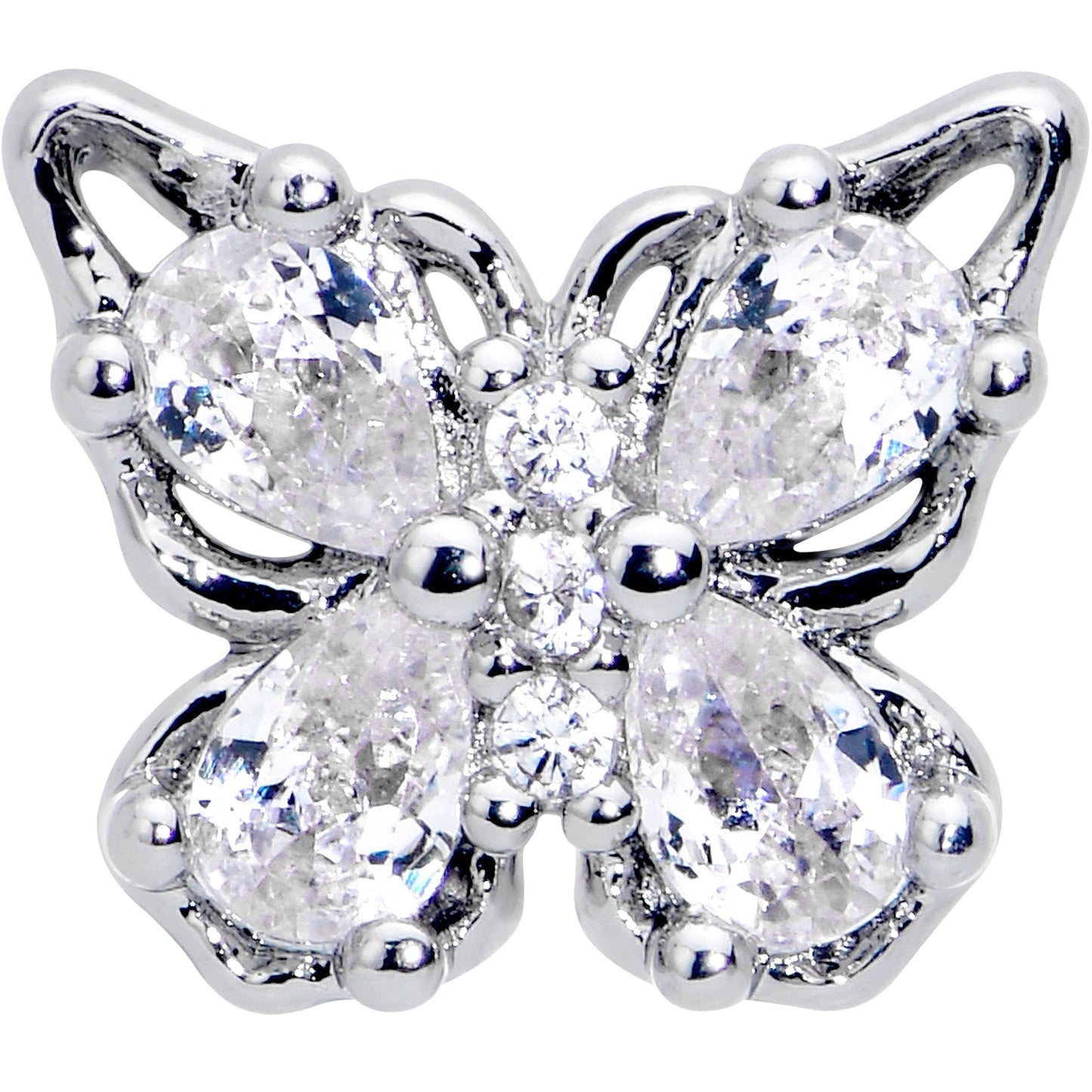 20G 7mm Clear Gem Baroque Beauty Butterfly Left Side Nose Screw