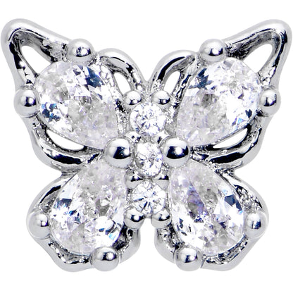20G 7mm Clear Gem Baroque Beauty Butterfly Left Side Nose Screw
