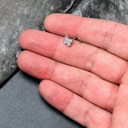 20G 7mm Clear Gem Baroque Beauty Butterfly Left Side Nose Screw