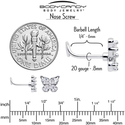 20G 7mm Clear Gem Baroque Beauty Butterfly Left Side Nose Screw