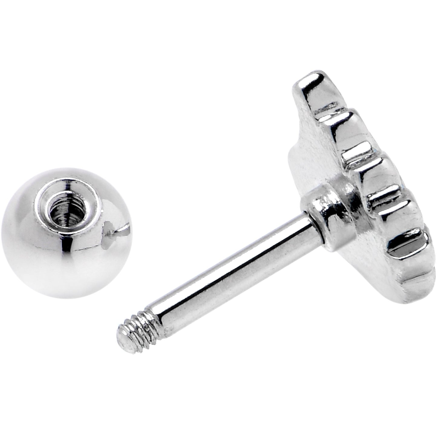 16G 1/4 Clear Gem Heavenly Heart Angel Wing Blue Cartilage Earring