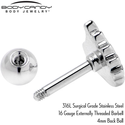 16G 1/4 Clear Gem Heavenly Heart Angel Wing Blue Cartilage Earring