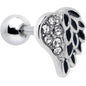 16G 1/4 Clear Gem Heavenly Heart Angel Wing Black Cartilage Earring