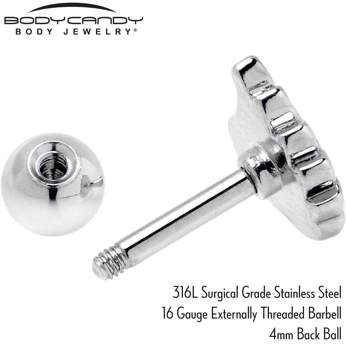 16G 1/4 Clear Gem Heavenly Heart Angel Wing Black Cartilage Earring