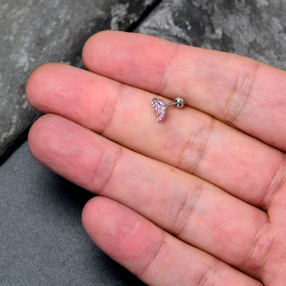 16G 1/4 Clear Gem Heavenly Heart Angel Wing Pink Cartilage Earring