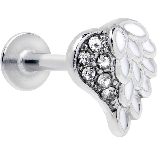 16G 5/16 Clear Gem Heavenly Heart Angel Wing White Labret Tragus
