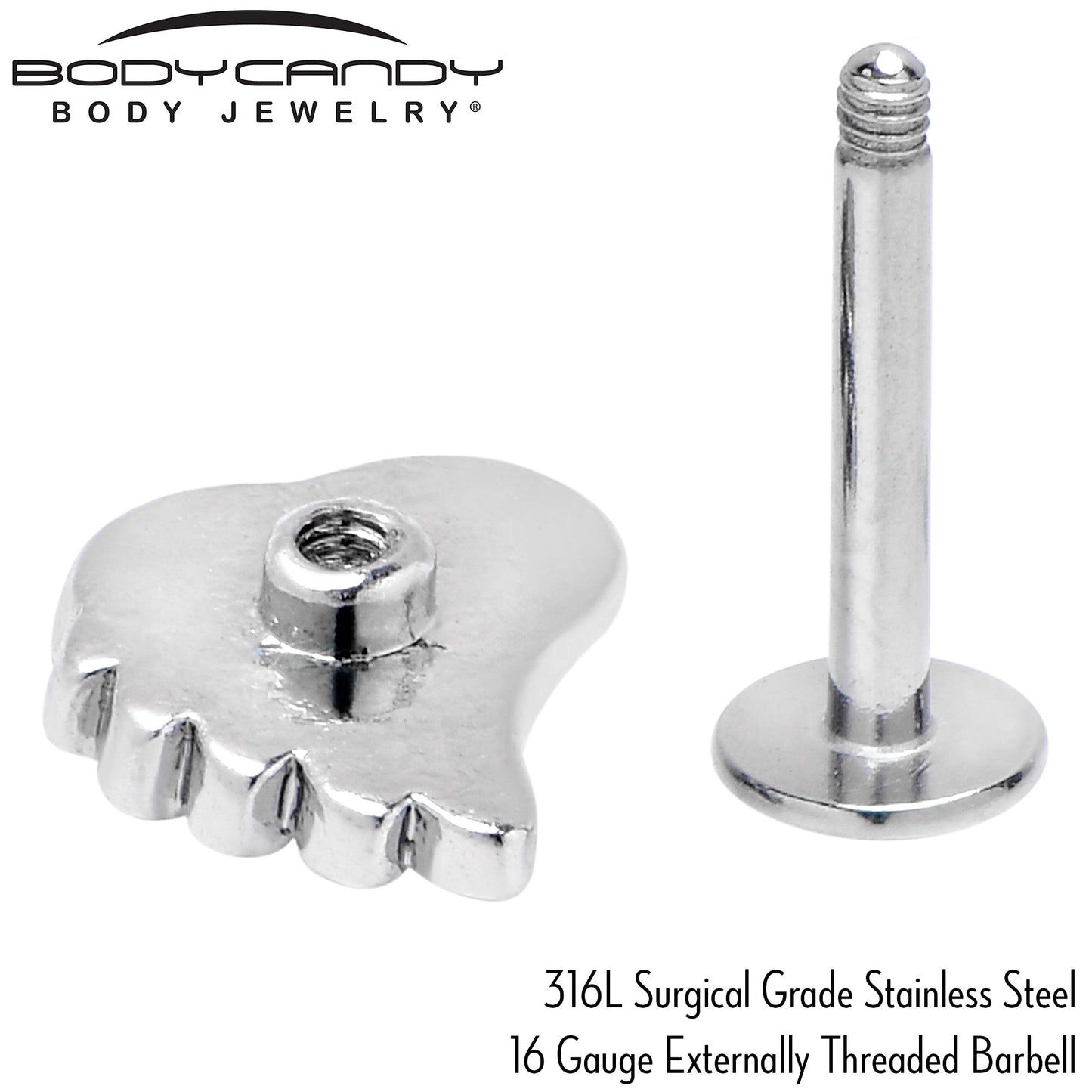 16G 5/16 Clear Gem Heavenly Heart Angel Wing White Labret Tragus