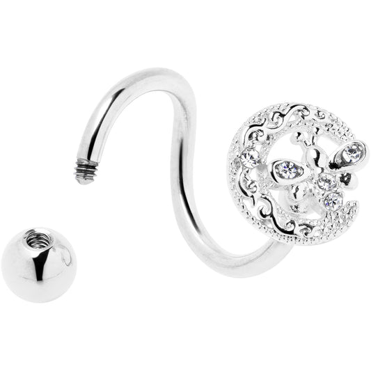 Clear Gem Lunar Dragonfly Spiral Twister Belly Ring