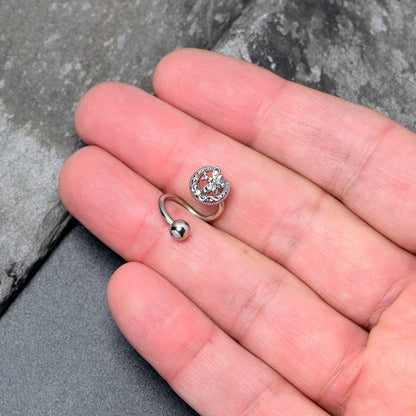 Clear Gem Lunar Dragonfly Spiral Twister Belly Ring