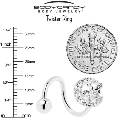 Clear Gem Lunar Dragonfly Spiral Twister Belly Ring