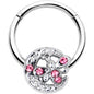 16G 3/8 Pink Gem Lunar Dragonfly Hinged Segment Ring
