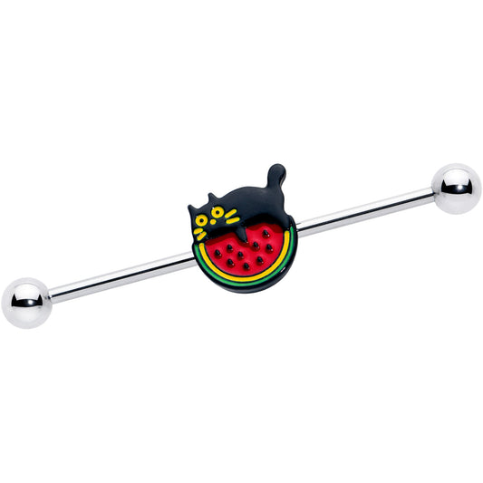 14G Watermelon Cat Love Industrial Barbell 38mm