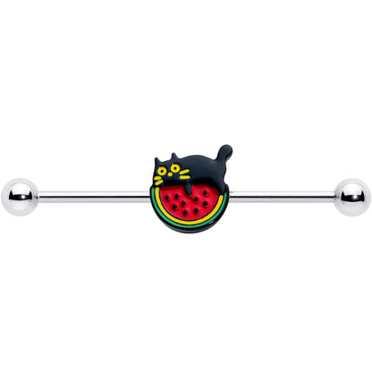 14G Watermelon Cat Love Industrial Barbell 38mm