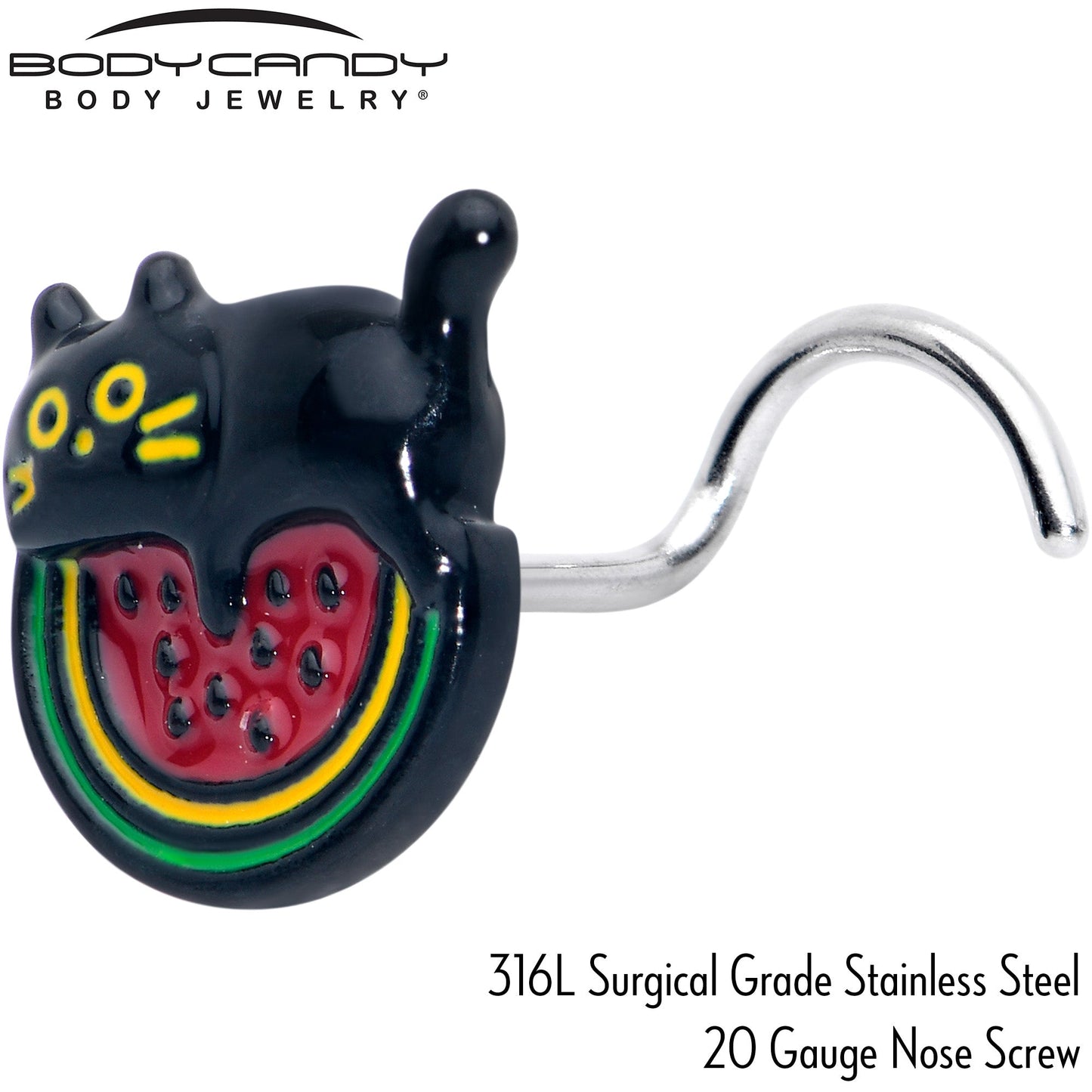 20G 7mm Watermelon Cat Love Left Side Nose Screw