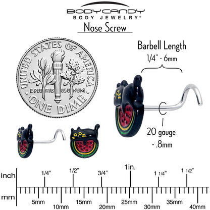 20G 7mm Watermelon Cat Love Left Side Nose Screw