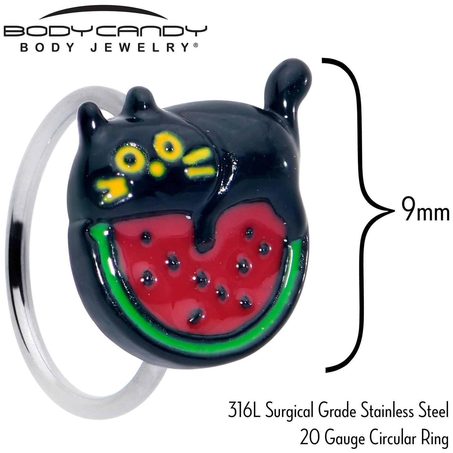 20G 5/16 Watermelon Cat Love Nose Hoop
