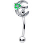 16G 5/16 Clear CZ Gem Rabbit On The Moon Green Curved Eyebrow Ring