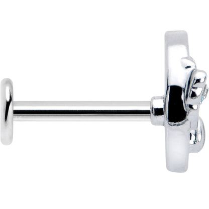 16G 5/16 Clear CZ Gem Rabbit Moon Blue Internally Threaded Labret