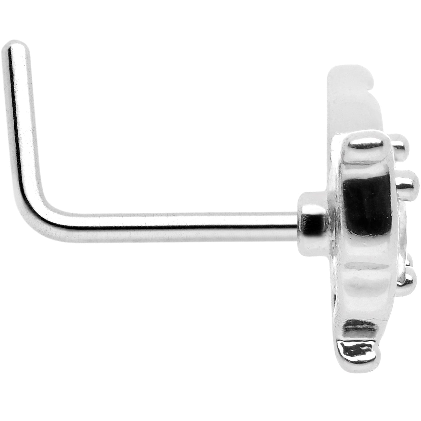 20G 7mm Clear Gem Fancy Fab Butterfly L Shape Nose Ring