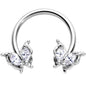 16G 3/8 Clear Gem Fancy Fab Butterfly Horseshoe Circular Barbell
