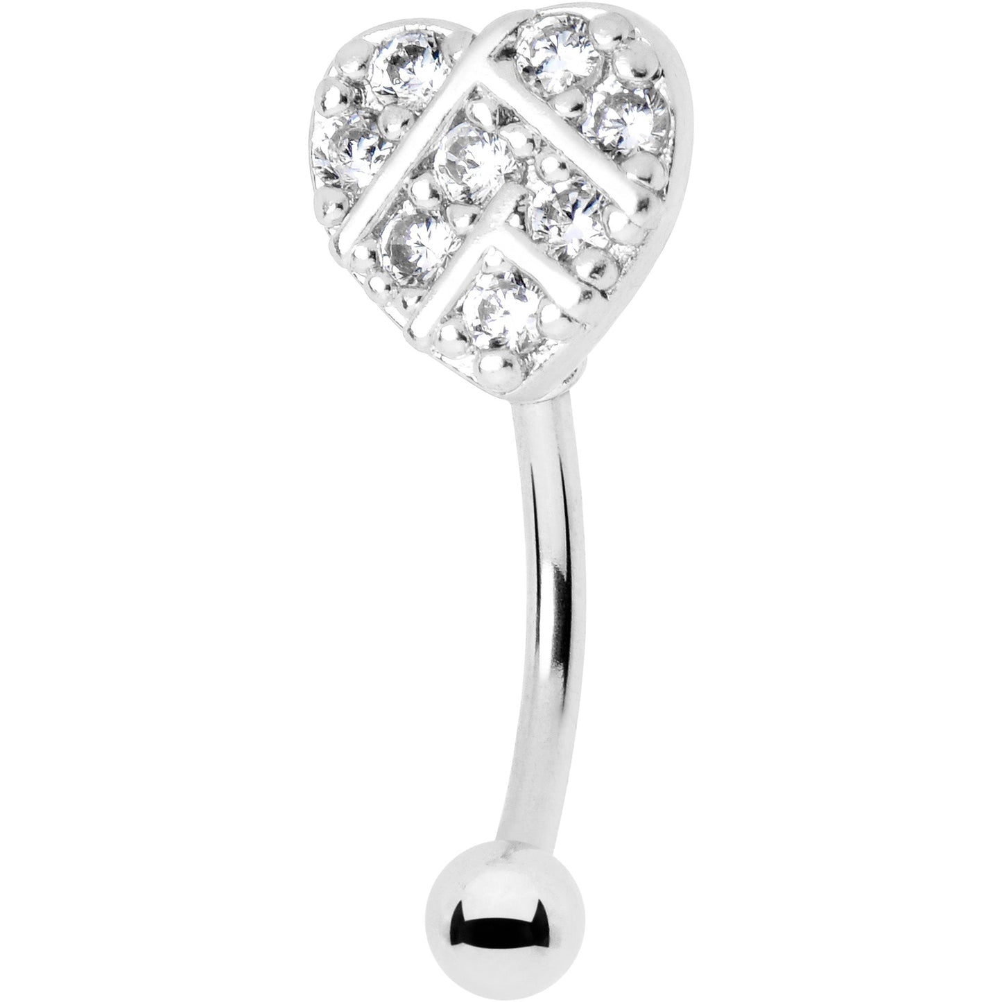 16G 5/16 Clear Gem Lattice Heart Curved Eyebrow Ring