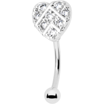 16G 5/16 Clear Gem Lattice Heart Curved Eyebrow Ring