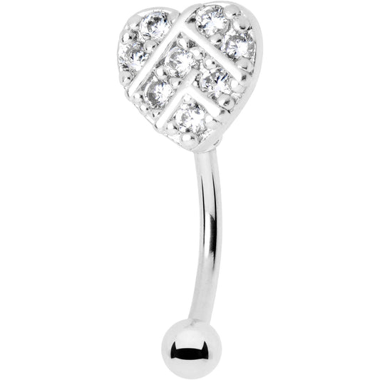 16G 5/16 Clear Gem Lattice Heart Curved Eyebrow Ring