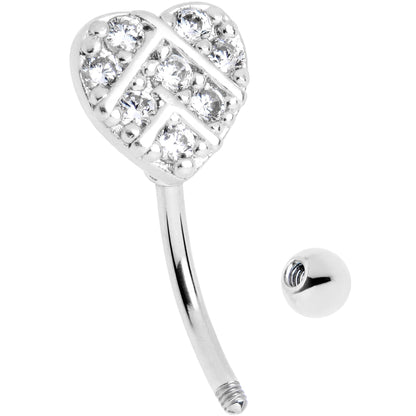 16G 5/16 Clear Gem Lattice Heart Curved Eyebrow Ring