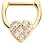 16G 5/16 Clear Gem Gold Tone Lattice Heart Cartilage Clicker