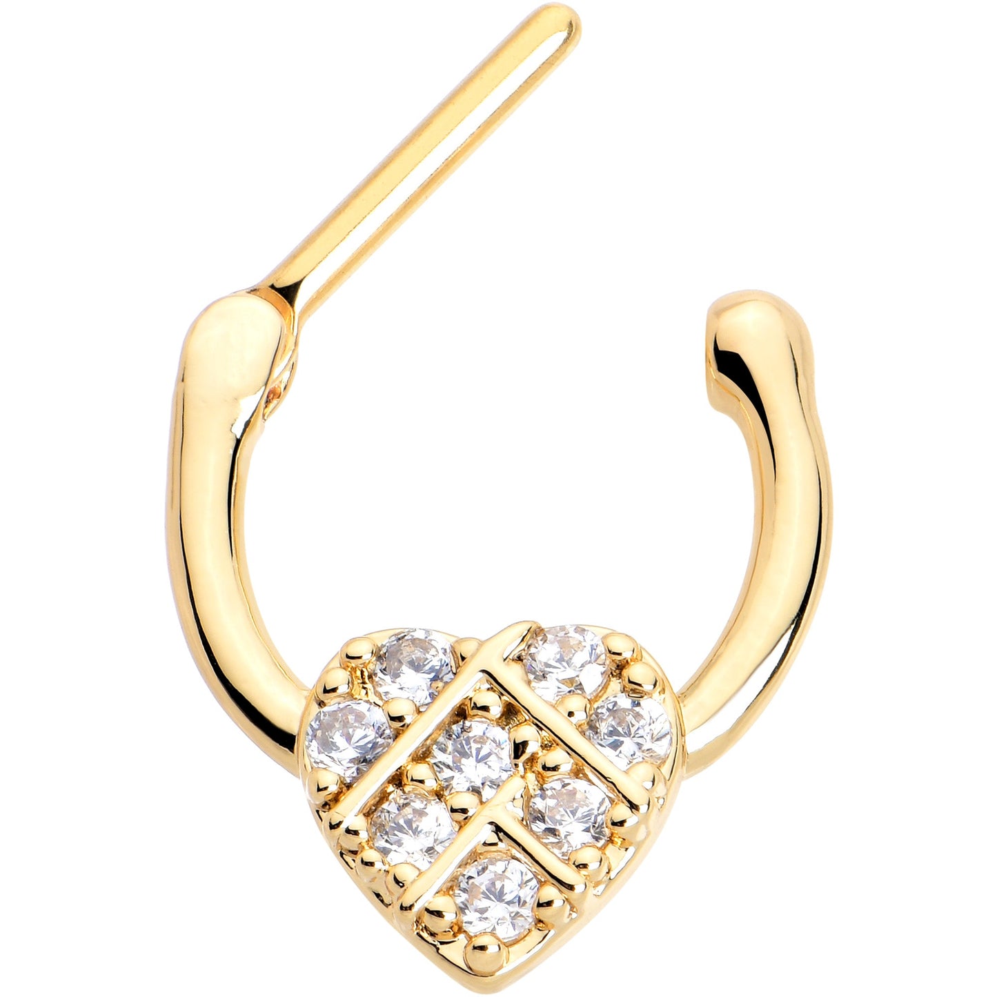 16G 5/16 Clear Gem Gold Tone Lattice Heart Cartilage Clicker