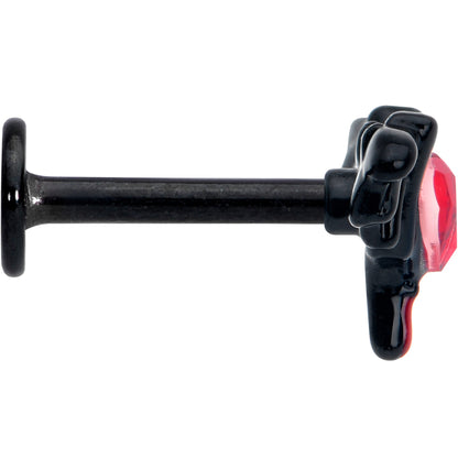 16G 5/16 Red Gem Black Bleeding Heart Bat Labret Monroe Tragus