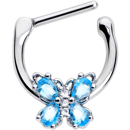 16G 5/16 Blue Gem Baroque Beauty Butterfly Cartilage Clicker
