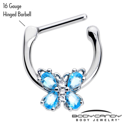 16G 5/16 Blue Gem Baroque Beauty Butterfly Cartilage Clicker