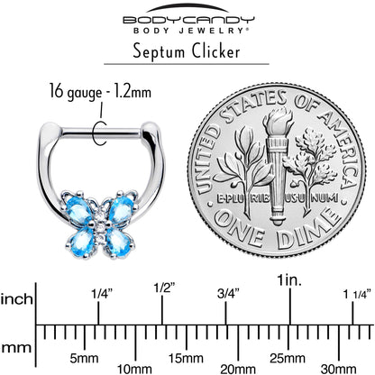 16G 5/16 Blue Gem Baroque Beauty Butterfly Cartilage Clicker