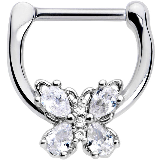 16G 5/16 Clear Gem Baroque Beauty Butterfly Cartilage Clicker