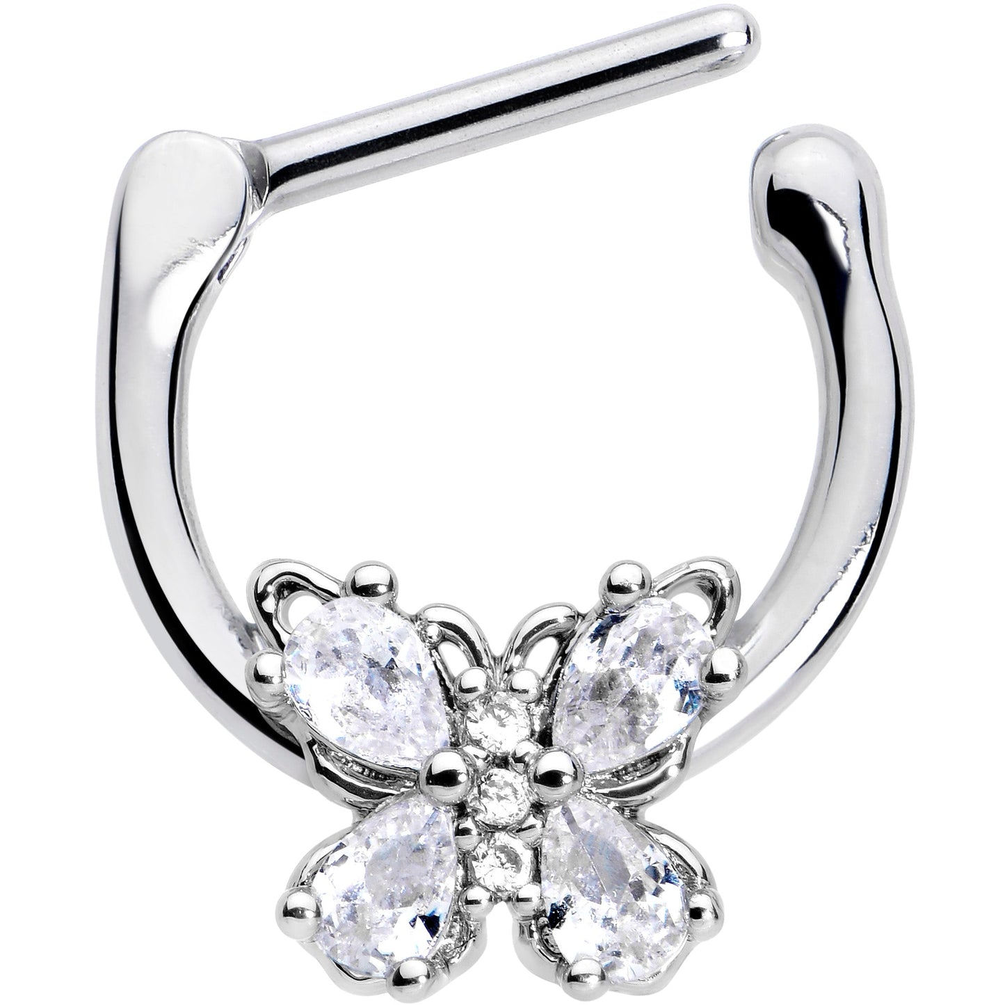 16G 5/16 Clear Gem Baroque Beauty Butterfly Cartilage Clicker