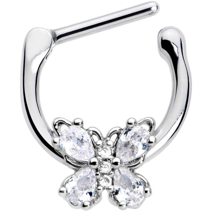 16G 5/16 Clear Gem Baroque Beauty Butterfly Cartilage Clicker