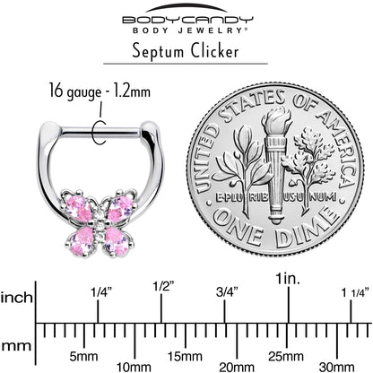 16G 5/16 Pink Gem Baroque Beauty Butterfly Cartilage Clicker