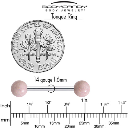 Pastel Shimmer Peach Ends Barbell Tongue Ring