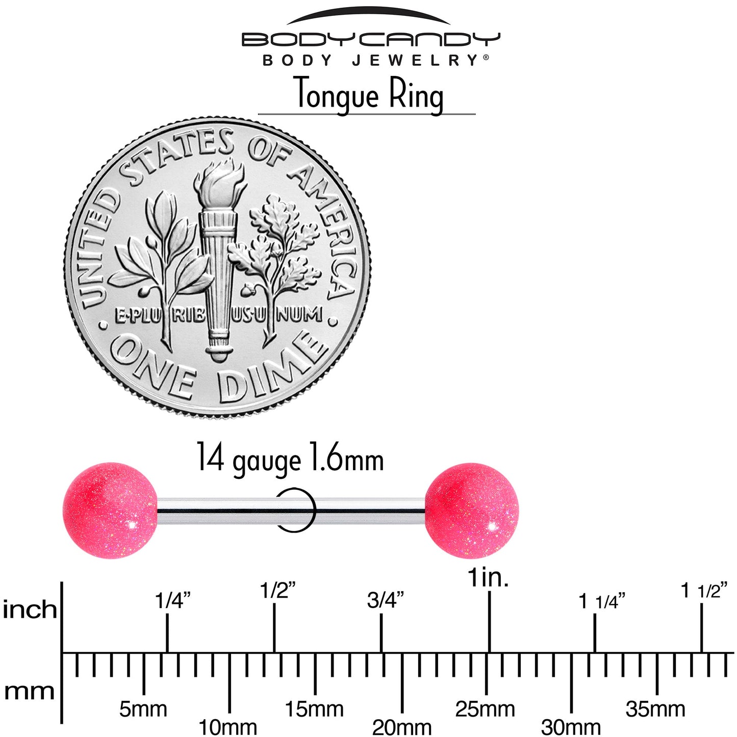 Pastel Shimmer Pink Ends Barbell Tongue Ring