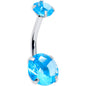 Topaz Blue Gem December Birthstone Double Mount Belly Ring